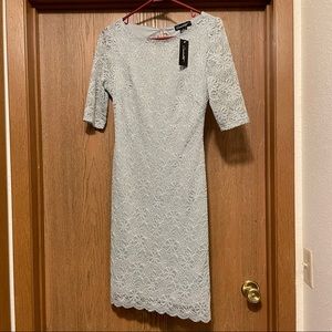 Candalite Blue Grey Lace Midi Dress